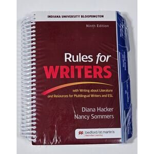 Rules for Writers 9th Ed IU Bloomington ESL Diana Hacker Nancy Sommers Spiral